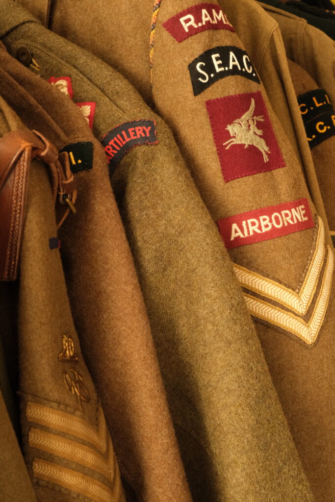Soldiers uniforms in costume store